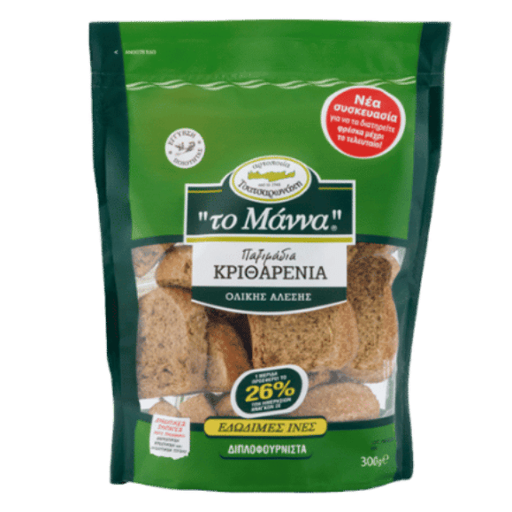 Paximadi Ganze Gerstenzwieback (300g) To Manna von To Manna bei Araxxon - Hochwertiges griechisches Produkt. Paximadi Ganze Gerstenzwieback (300g) To Manna από To Manna στο Araxxon - Αυθεντικό ελληνικό προϊόν.